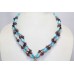 Necklace 925 Sterling Silver beads blue lapis lazuli turquoise stones P 339